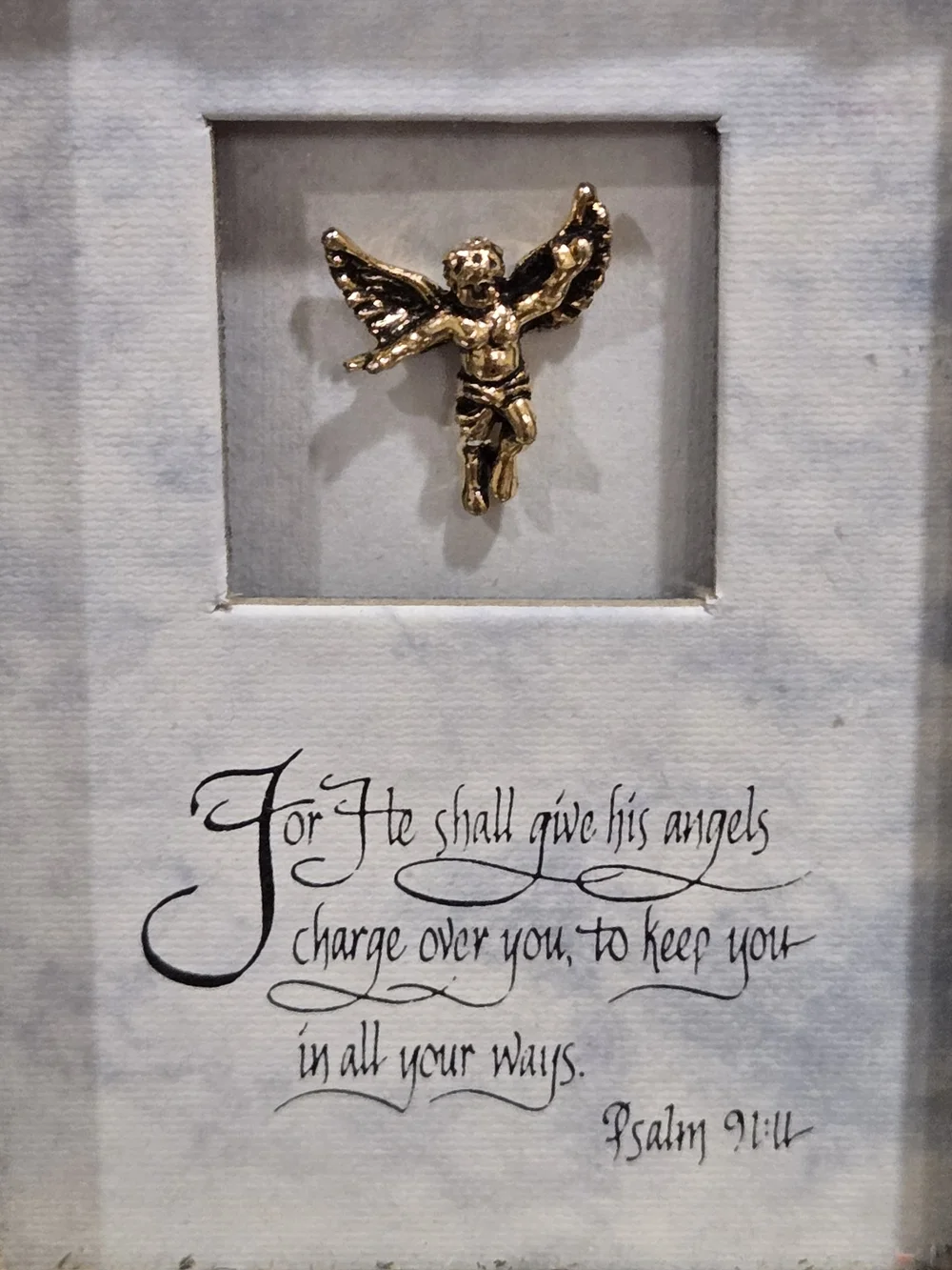 Gold and Green Ornate With Gold Angel Shadow Box Frame - Home Accents